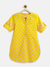 Load image into Gallery viewer, Campana Girls Urvashi Kurta - Small Flower Print - Yellow &amp; Pink
