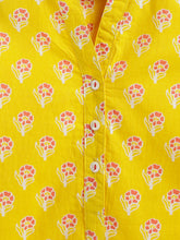 Load image into Gallery viewer, Campana Girls Urvashi Kurta - Small Flower Print - Yellow &amp; Pink
