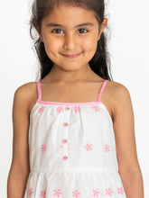 Load image into Gallery viewer, Campana Girls Myra Midi Dress - Floral Embroidered - White &amp; Pink
