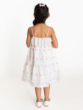 Load image into Gallery viewer, Campana Girls Myra Midi Dress - Floral Embroidered - White &amp; Pink
