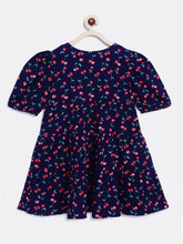 Load image into Gallery viewer, Campana Girls Naomi Short Sleeve Tiered Dress - Cherry Print - Navy &amp; Red
