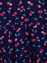 Load image into Gallery viewer, Campana Girls Naomi Short Sleeve Tiered Dress - Cherry Print - Navy &amp; Red
