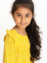 Load image into Gallery viewer, Campana Girls Rachel Frilled Yoke Dress - Wild Dots Print - Yellow
