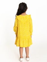 Load image into Gallery viewer, Campana Girls Rachel Frilled Yoke Dress - Wild Dots Print - Yellow
