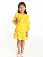 Load image into Gallery viewer, Campana Girls Rachel Frilled Yoke Dress - Wild Dots Print - Yellow
