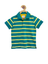 Load image into Gallery viewer, Campana Boys Barcode Stripe Polo T- Shirt -  Green, Yellow, White (CK50108)
