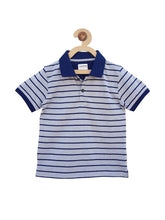 Load image into Gallery viewer, Campana Boys Breton Stripe Polo T-Shirt - Grey Melange &amp; Navy (CK50116)
