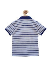 Load image into Gallery viewer, Campana Boys Breton Stripe Polo T-Shirt - Grey Melange &amp; Navy (CK50116)
