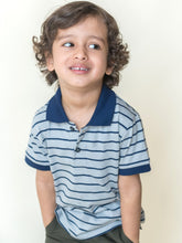 Load image into Gallery viewer, Campana Boys Breton Stripe Polo T-Shirt - Grey Melange &amp; Navy (CK50116)
