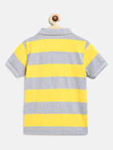 Load image into Gallery viewer, Campana Boys Pablo Short Sleeves Polo T-Shirt - Rugby Stripes - Grey &amp; Yellow, Polo Shirt, Tshirt, Boys Shirt
