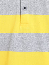 Load image into Gallery viewer, Campana Boys Pablo Short Sleeves Polo T-Shirt - Rugby Stripes - Grey &amp; Yellow, Polo Shirt, Tshirt, Boys Shirt
