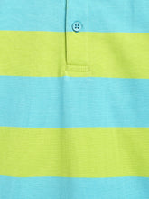 Load image into Gallery viewer, Campana Boys Pablo Short Sleeves Polo T-Shirt - Rugby Stripes - Turquoise &amp; Lime Green, Polo Shirt, Polo T-Shirt
