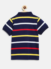 Load image into Gallery viewer, Campana Boys Pablo Short Sleeves Polo T-Shirt - Broad Breton Stripes - Navy &amp; Multicolour
