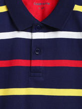 Load image into Gallery viewer, Campana Boys Pablo Short Sleeves Polo T-Shirt - Broad Breton Stripes - Navy &amp; Multicolour
