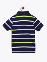 Load image into Gallery viewer, Campana Boys Pack of Two Pablo Striped Polo T-Shirt - Navy &amp; Grey Melange
