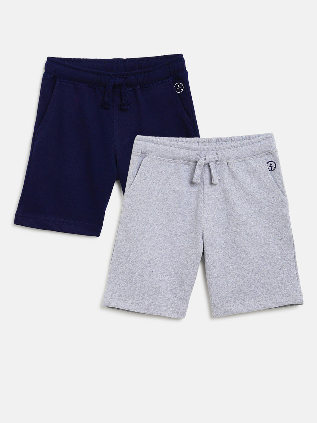 Campana Boys Larry Pack of Two Shorts - Navy & Grey Melange