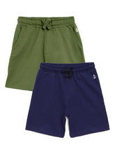 Load image into Gallery viewer, Campana Boys Larry Pack of 2 Shorts - Navy Blue + Olive Green
