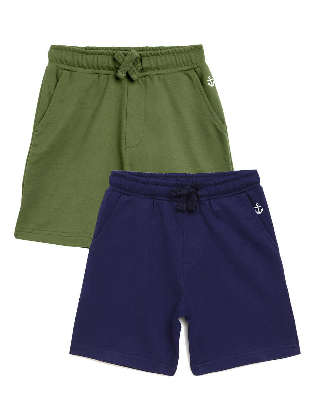 Campana Boys Larry Pack of 2 Shorts - Navy Blue + Olive Green