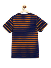 Load image into Gallery viewer, Campana Boys Jordan Pack of 2 Round Neck T-Shirts - Navy Stripe + Coral Red Mel
