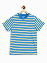 Load image into Gallery viewer, Campana Boys Pack of Two Kobe Striped Round Neck T-Shirts - French Blue and Tuscan Yellow
