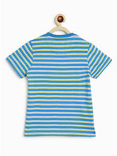 Load image into Gallery viewer, Campana Boys Pack of Two Kobe Striped Round Neck T-Shirts - French Blue and Tuscan Yellow
