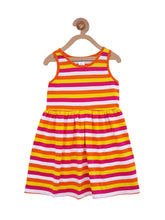 Load image into Gallery viewer, Campana Girls Striped Fit &amp; Flare Knit Dress - Orange &amp; Multicolour
