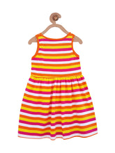 Load image into Gallery viewer, Campana Girls Striped Fit &amp; Flare Knit Dress - Orange &amp; Multicolour
