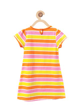 Load image into Gallery viewer, Campana Girls Striped A-line Knit Dress - Yellow, Pink &amp; Orange
