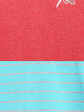 Load image into Gallery viewer, Campana Girls Steffi Pack of 2 Round Neck T-Shirts - Turquoise Stripe + Coral Red Mel
