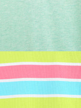 Load image into Gallery viewer, Campana Girls Steffi Pack of 2 Round Neck T-Shirts - Rose Pink Multi Stripe + Mint Green Mel
