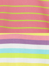 Load image into Gallery viewer, Campana Girls Pack of Two Alexis Striped Round Neck T-Shirt - Rose Pink &amp; Multicoloured
