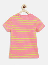 Load image into Gallery viewer, Campana Girls Pack of Two Alexis Striped Round Neck T-Shirt - Rose Pink &amp; Multicoloured
