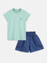 Load image into Gallery viewer, Campana Girls Luna Shorts with Top Clothing Set - Navy Blue &amp; Mint
