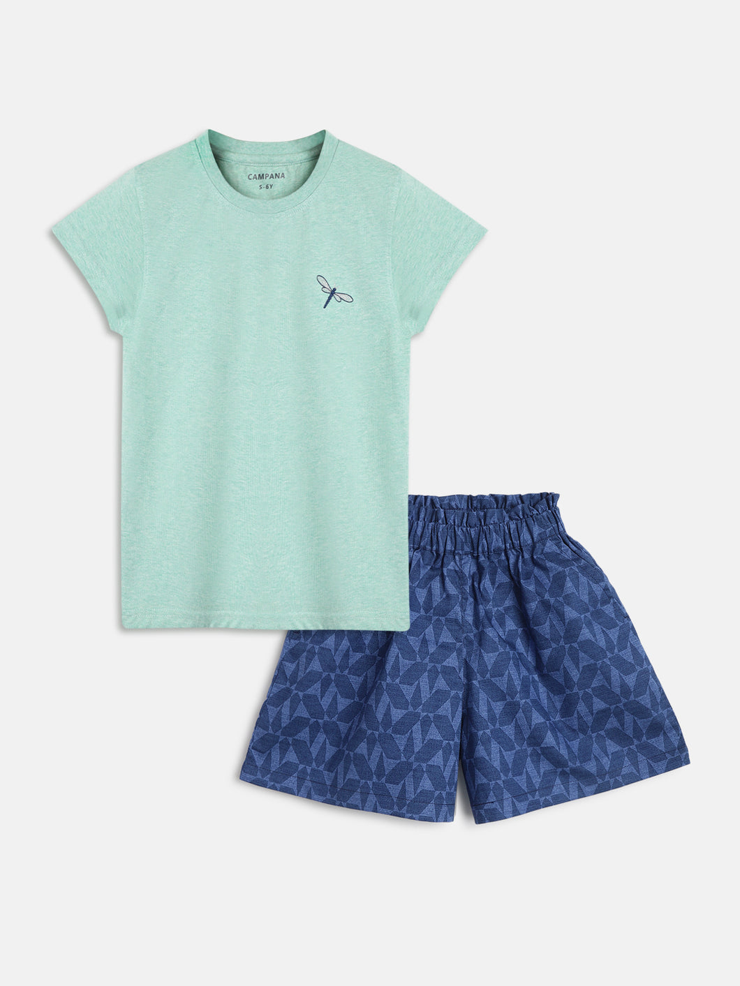 Campana Girls Luna Shorts with Top Clothing Set - Navy Blue & Mint