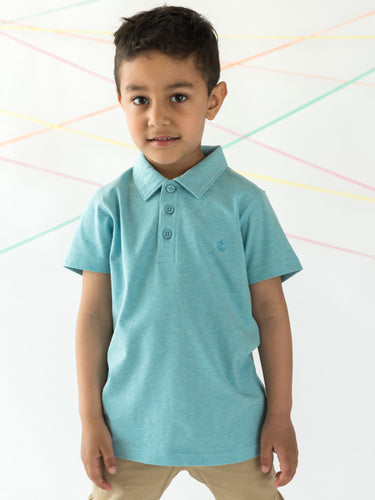 Campana Boys Niko Melange Polo T-Shirt  - Ice Blue