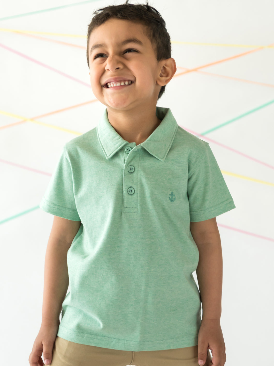 Campana Boys Niko Melange Polo T-Shirt - Mint Green