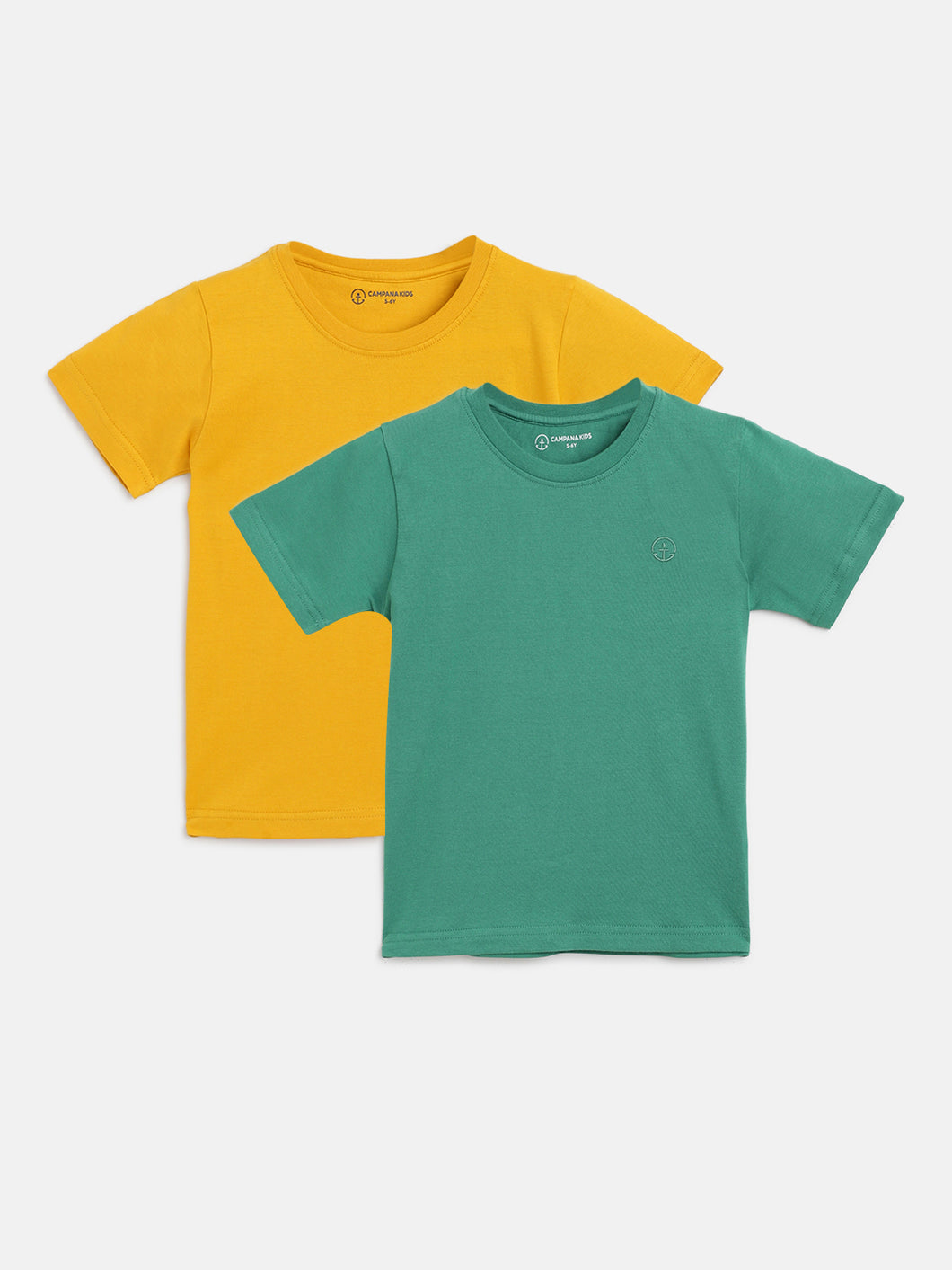 Campana Boys Luis Short Sleeve Round Neck T-Shirt - Pack of 2 - Yellow & Green
