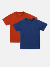 Load image into Gallery viewer, Campana Boys Luis Short Sleeve Round Neck T-Shirt - Pack of 2 - Rust &amp; Blue
