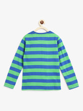 Load image into Gallery viewer, Campana Boys Luciano Long Sleeve Striped Round Neck T-Shirt - Royal Blue &amp; Spring Green
