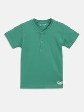 Load image into Gallery viewer, Campana Boys Alan Half Sleeve Henley T-Shirt - Pack of 2 - Green &amp; Blue
