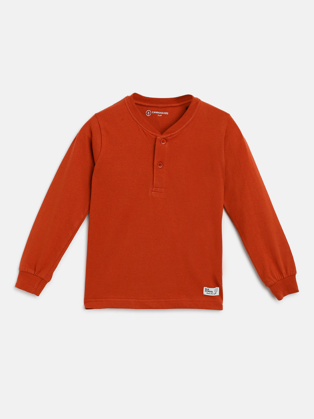 Campana Boys Alexander Full Sleeve Henley T-Shirt - Rust