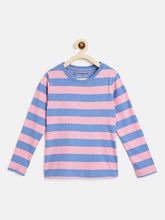 Load image into Gallery viewer, Campana Girls Lily Long Sleeves Striped T-Shirt - Soft Pink &amp; Baby Blue
