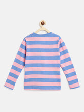 Load image into Gallery viewer, Campana Girls Lily Long Sleeves Striped T-Shirt - Soft Pink &amp; Baby Blue
