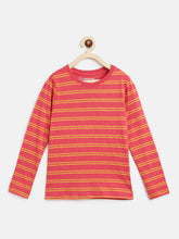 Load image into Gallery viewer, Campana Girls Lily Long Sleeves Striped T-Shirt - Peach &amp; Yellow
