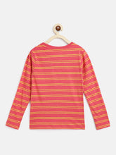 Load image into Gallery viewer, Campana Girls Lily Long Sleeves Striped T-Shirt - Peach &amp; Yellow
