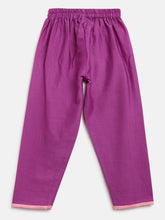 Load image into Gallery viewer, Campana Girls Bhoomi Kurta Pants Set - Embroidered Silk - Purple &amp; Pink
