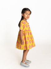 Load image into Gallery viewer, Campana Girls Zoe Dress - Big Lotus Print - Yellow &amp; Pink
